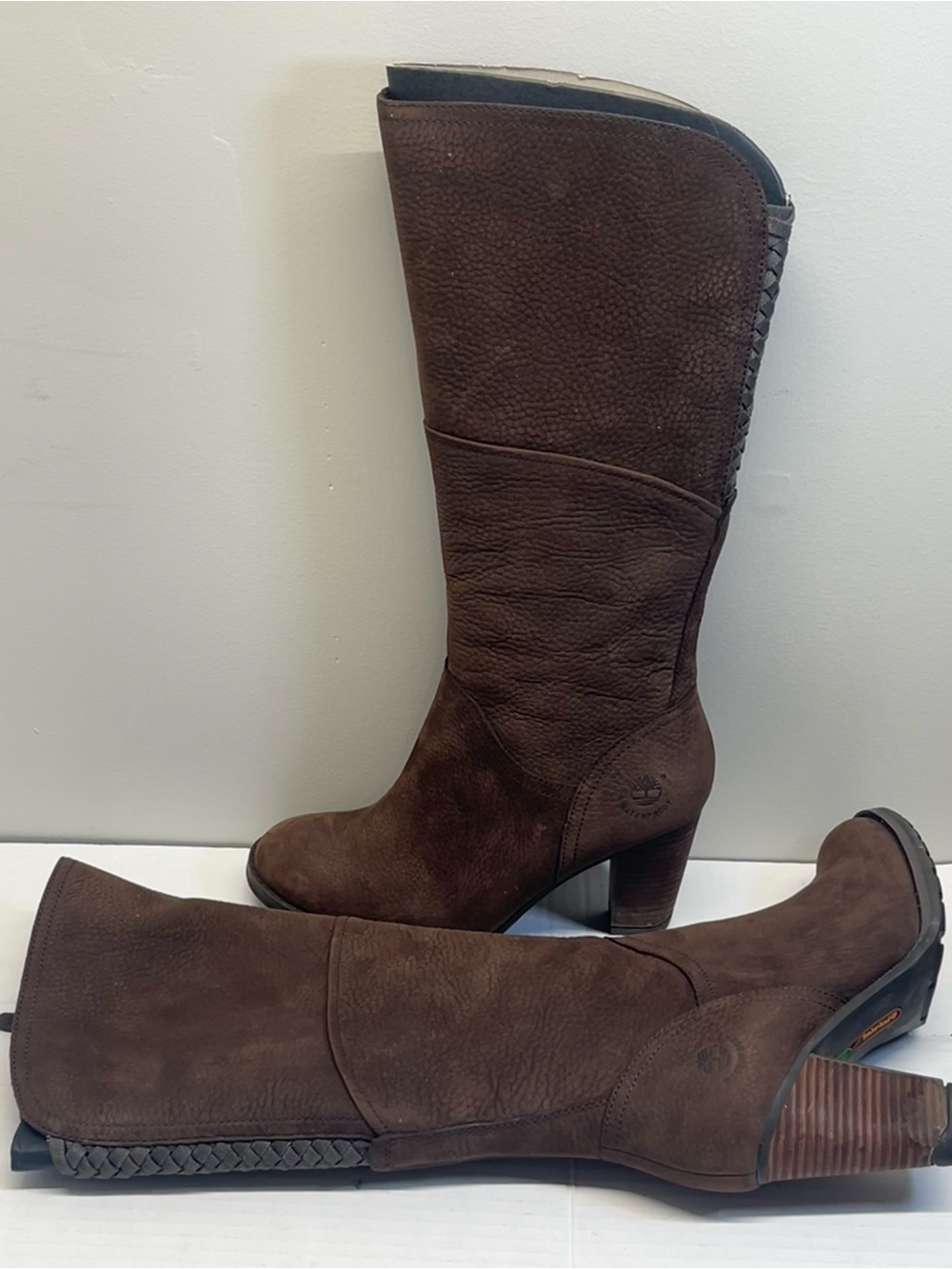 Timberland Dark Brown Leather Mid-Calf Heeled Boots